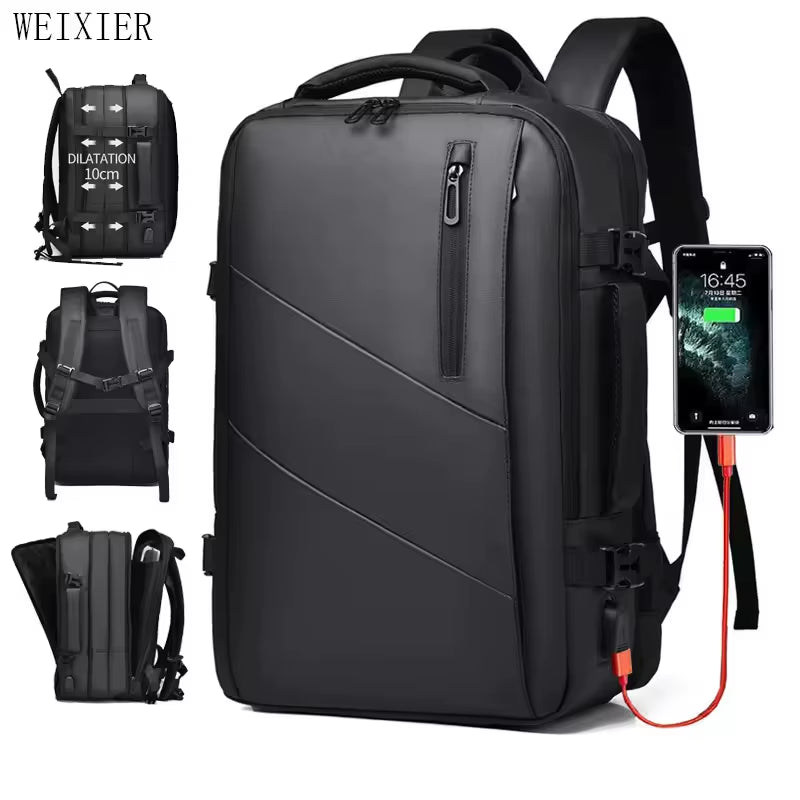 16 Inch Large-Capacity Men'S High-End Backpack Computer Bag High-End Business Bag Expandable Backpack Witch USB